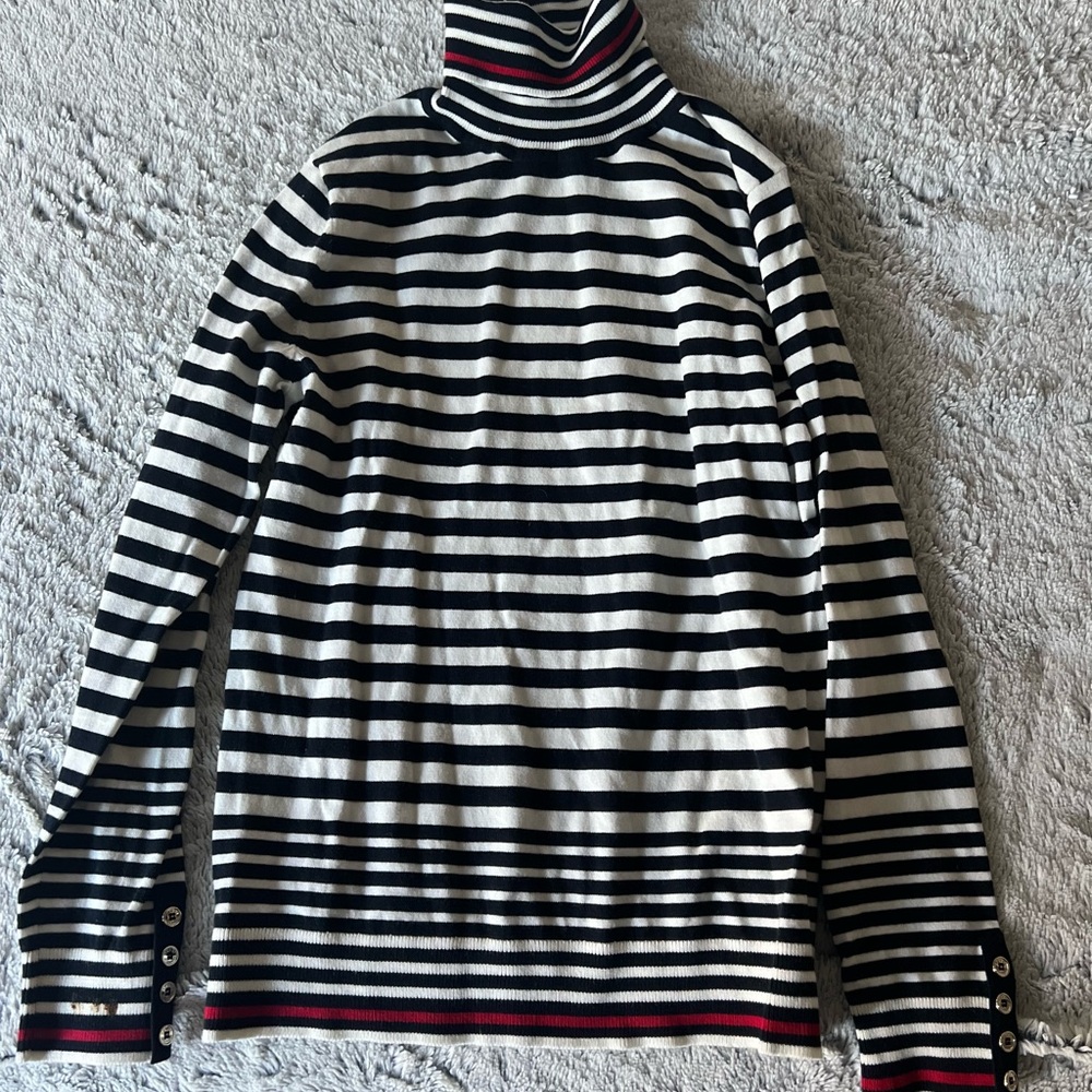 Tommy Hilfiger stripped turtle neck sweater | Blue red and white Tommy sweater